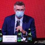 19.11.2020. Kielce.  Konferencja prasowa przedstawicieli władz Korony S.A. i miasta. Na zdjęciu: Bogdan Wenta - prezydent Kielc / Korona Kielce