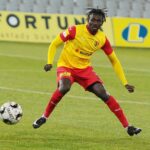 28.11.2020. Kielce. 28.11.2020. Kielce. 14. kolejka Fortuna 1 ligi. Korona Kielce - Resovia Rzeszów. Na zdjęciu: Émile Thiakane / Wiktor Taszłow / Radio Kielce