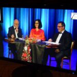 20.12.2020. Jędrzejów. Jędrzejowskie Spotkania Chóralne. Na zdjęciu (od lewej): od lewej : Kazimierz Nowiński, Małgorzata Piszczek, Stanisław Nawrot / Ewa Pociejowska-Gawęda / Radio Kielce