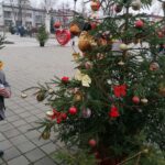 03.12.2020. Skalbmierz. Ubieranie choinek na skalbmierskim Rynku / Marta Gajda / Radio Kielce