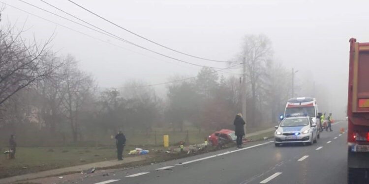 15.12.2020 Sadowie. Wypadek na drodze krajowej nr 9 / słuchaczka