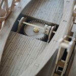 01.12.2020 Podzamcze. Regionalne Centrum Naukowo-Technologiczne. Konferencja na temat nowych eksponatów. Łódź łopatkowa. Model łodzi łopatkowej naszkicowanej przez Leonarda, w której