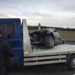 03.01.2020 Suków. Zderzenie lawety i samochodu osobowego / Arkadiusz Miller / Radio Kielce