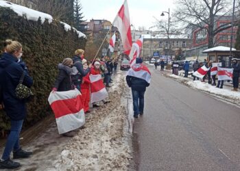 Łańcuch Solidarności w Białymstoku / Źmicier Kościn / Radio Białystok