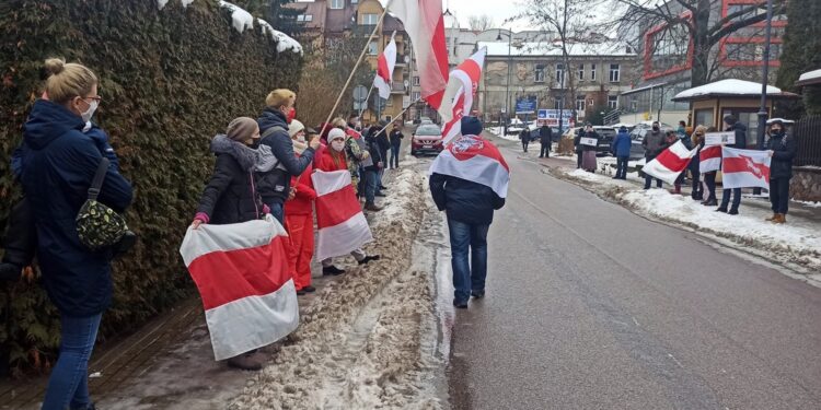 Łańcuch Solidarności w Białymstoku / Źmicier Kościn / Radio Białystok