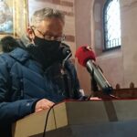 24.01.2021. Wąchock. Zakończenie centralnych obchodów 158. rocznicy wybuchu powstania styczniowego. Na zdjęciu: Zbigniew Koniusz - wojewoda świętokrzyski / Anna Głąb / Radio Kielce