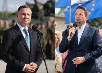Kandydaci, którzy zmierzą się w drugiej turze wyborów prezydenckich. Na zdjęciu (od lewej): Andrzej Duda i Rafał Trzaskowski / Radio Kielce