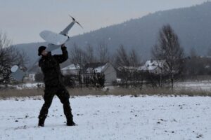 29.01.2021 Góry Świętokrzyskie. Ćwiczenia wojskowych dronów / kpt. Marcin Kowal / ŚBOT