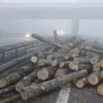 04.01.2020. Zalezianka. Samochód ciężarowy przewrócił się na jezdnię / Jarosław Kubalski / Radio Kielce