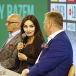 13.08.2020. Kielce. Konferencja prasowa. Na zdjęciu (od lewej): Marian Urban - Łomża Vive Kielce, Jagoda Iwańczuk - prezes Van Pur SA, Bertus Servaas - Łomża Vive Kielce / Jarosław Kubalski / Radio Kielce