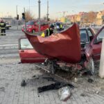 12.01.2021. Kielce. Wypadek na skrzyżowaniu Alei Solidarności i Alei Tysiąclecia Państwa Polskiego / Kamil Król / Radio Kielce