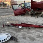 12.01.2021. Kielce. Wypadek na skrzyżowaniu Alei Solidarności i Alei Tysiąclecia Państwa Polskiego / Kamil Król / Radio Kielce