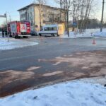 28.01.2021. Kielce. Wypadek na skrzyżowaniu ulic Marszałkowskiej i Turystycznej / Kamil Król / Radio Kielce