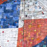 19.01.2021. Sędziszów. Samorządowe Centrum Kultury. Mozaika z frontonu budynku / Instytut Dizajnu w Kielcach