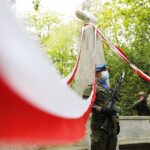 03.05.2020 Kielce. Uroczystości w 229. rocznicę uchwalenia Konstytucji 3 Maja. Złożenie wieńców pod pomnikiem Staszica / Jarosław Kubalski / Radio Kielce