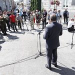 14.08.2020 Kielce. Odsłonięcie tablicy na murze urzędu miasta upamiętniającej Bitwę Warszawską i Bitwę Nad Niemnem / Jarosław Kubalski / Radio Kielce