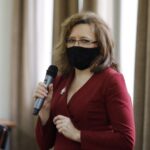 31.12.2020. Warszawa. Podpisanie umowy na budowę kampusu Głównego Urzędu Miar. Na zdjęciu: Agata Wojtyszek - poseł PiS / Jarosław Kubalski / Radio Kielce