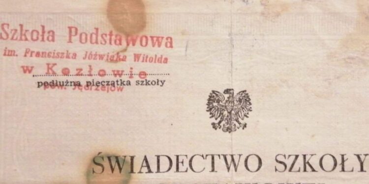 Kozłów. Dokumenty wystawiane przez szkołę  / Tomasz Warzyński / Stowarzyszenia Lokalni Patrioci