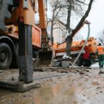 27.01.2021. Kielce. Awaria wodociągu na skrzyżowaniu ulic Marszałkowskiej i Wiśniowej / Wiktor Taszłow / Radio Kielce