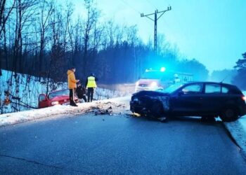 18.02.2021. Rakoszyn. Wypadek / 112 Powiat Jędrzejowski/Facebook