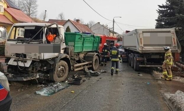 Zderzenie dwóch samochodów ciężarowych na drodze wojewódzkiej 756 z Łagowa do Nowej Słupi / Policja