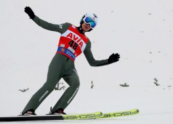 07.02.2021. Klingenthal. Kamil Stoch podczas konkursu Pucharu Świata w skokach narciarskich / PAP/Grzegorz Momot