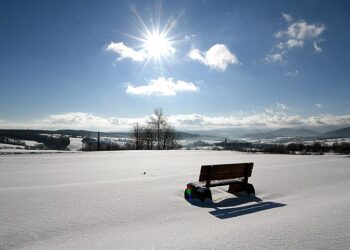 09.02.2021. Lutowiska. Mroźne i słoneczne przedpołudnie po intensywnych opadach śniegu w Lutowiskach w Bieszczadach / Darek Delmanowicz / PAP