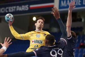 23.02.2021. Paryż. 9. kolejka Ligi Mistrzów: PSG - Łomża Vive Kielce. Na zdjęciu: Igor Karacić - Łomża Vive / EPA/YOAN VALAT