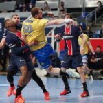 23.02.2021. Paryż. 9. kolejka Ligi Mistrzów: PSG - Łomża Vive Kielce. Na zdjęciu: Arciom Karalek - Łomża Vive / EPA/YOAN VALAT