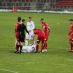 20.02.2021. Łódź. Zaległy mecz 16. kolejki Fortuna 1. Ligi: Widzew - Korona Kielce / Krzysztof Bujnowicz / Radio Kielce