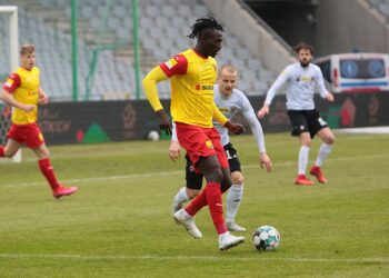 28.02.2021 Kielce. Fortuna 1 Liga. Mecz Korona Kielce - Chrobry Głogów / Wiktor Taszłow / Radio Kielce