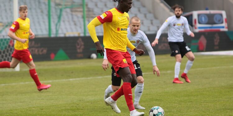 28.02.2021 Kielce. Fortuna 1 Liga. Mecz Korona Kielce - Chrobry Głogów / Wiktor Taszłow / Radio Kielce