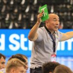 16.09.2020. Flensburg. 1. kolejka Ligi Mistrzów piłkarzy ręcznych: Flensburg-Handewitt - Łomża Vive Kielce. Na zdjęciu: Talant Dujszebajew - trener / Krzysztof Bujnowicz / Radio Kielce