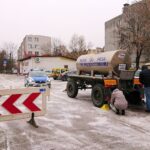 07.02.2021. Ostrowiec Św. Awaria wodociągu na ulicy Kopernika / Emilia Sitarska / Radio Kielce