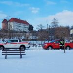 18.02.2021. Sandomierz. Wojewoda świętokrzyski sprawdza stan zabezpieczeń przeciwpowodziowych / Anna Głąb / Radio Kielce