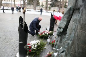 14.02.2021 Kielce. Uroczystości w rocznicę powstania Armii Krajowej. Na zdjęciu: Rafał Nowak - wicewojewoda świętokrzyski / Wiktor Taszłow / Radio Kielce