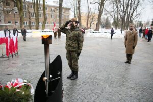 14.02.2021 Kielce. Uroczystości w rocznicę powstania Armii Krajowej. Na zdjęciu: Rafał Nowak - wicewojewoda świętokrzyski / Wiktor Taszłow / Radio Kielce