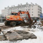 18.02.2021. Kielce. Prace modernizacyjne przy alei IX Wieków Kielc / Wiktor Taszłow / Radio Kielce