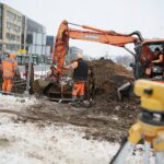 18.02.2021. Kielce. Prace modernizacyjne przy alei IX Wieków Kielc / Wiktor Taszłow / Radio Kielce