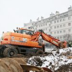 18.02.2021. Kielce. Prace modernizacyjne przy alei IX Wieków Kielc / Wiktor Taszłow / Radio Kielce