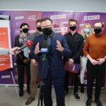 27.02.2021. Kielce. Konferencja Federacji Młodych Socjaldemokratów. Przemawia Andrzej Szejna - poseł / Wiktor Taszłow / Radio Kielce