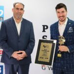 69. Plebiscyt Sportowy - Świętokrzyskie Gwiazdy Sportu 2020. Na zdjęciu (od lewej): Janusz Knap - Prezes Radia Kielce, Alex Dujszebajew, Vive Łomża Kielce - 4. miejsce w kategorii Sportowiec Roku / Wiktor Taszłow / Radio Kielce