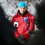 12.02.2021. Kielce. Lodospad na Skałce Geologów na Kadzielni. Na zdjęciu: Bartosz Sitek - Świętokrzyski Klub Alpinistyczny / Wiktor Taszłow / Radio Kielce