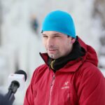 12.02.2021. Kielce. Lodospad na Skałce Geologów na Kadzielni. Na zdjęciu: Bartosz Sitek - Świętokrzyski Klub Alpinistyczny / Wiktor Taszłow / Radio Kielce