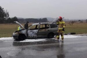 04.03.2021. Wrzosówka. Pożar samochodu / OSP KSRG Kozłów