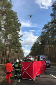 14.03.2021 Przybyszowy. Wypadek na drodze krajowej nr 42 / OSP KSRG Ruda Maleniecka