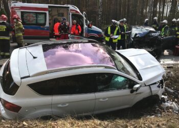 14.03.2021 Przybyszowy. Wypadek na drodze krajowej nr 42 / OSP KSRG Ruda Maleniecka