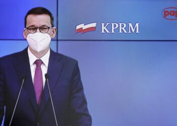 25.03.2021. Warszawa. Konferencja prasowa premiera i ministra zdrowia. Na zdjęciu: premier Mateusz Morawiecki / PAP/Paweł Supernak