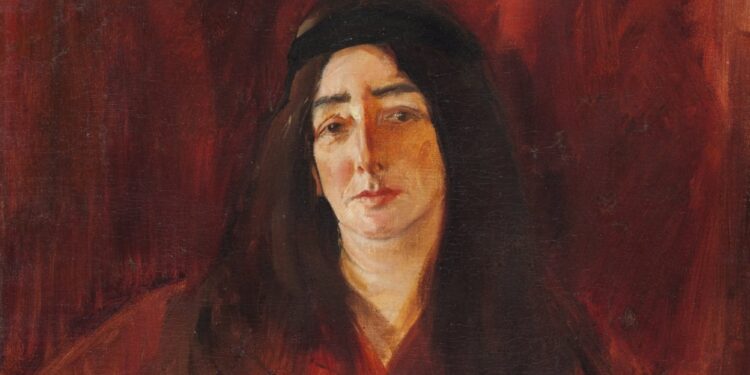 „Portret kobiety w czerwieni” - fragment, Autor: Konrad Krzyżanowski / Muzeum Narodowe w Kielcach