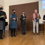 01.03.2021 Sandomierz. Gala Sandomierzanin Roku 2020. Na zdjęciu od lewej: Anna Szylar, Urszula Stępień, Danuta Paszkowska - Sandomierzanin 2020 Roku, Piotr Kusal i Dagmara Dominiczak - nominowani do tytułu / Grażyna Szlęzak-Wójcik / Radio Kielce